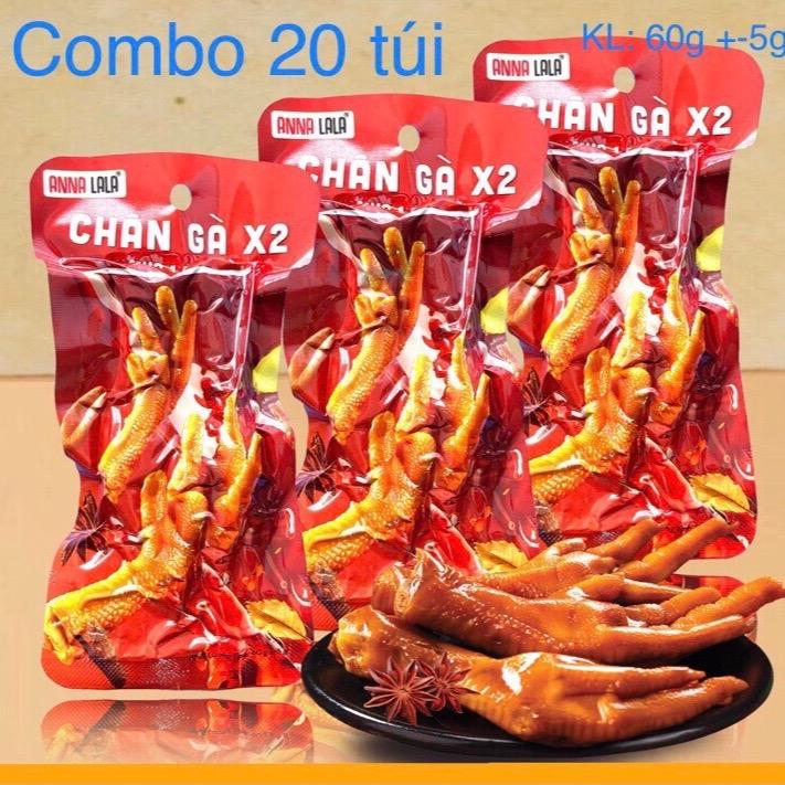 {Kèm muối chấm} Combo 10,  20 gói (gói 2 chân) chân gà đôi X2 Anna Lala và chân rút xương, có xương loại 1 chân đủ vị - Ăn vặt Food Chua Cay Snack Chua