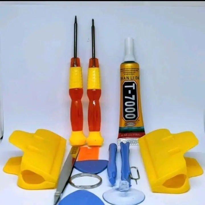 ALAT SERVIS HANDPHONE TOOLS PAKET LENGKAP OBENG 10 IN 1 PENJEPIT LCD CONGKELAN LEM B7000 T7000  OBENG 8 IN 1 PAKET SERVIS HP ALL TYPE 8