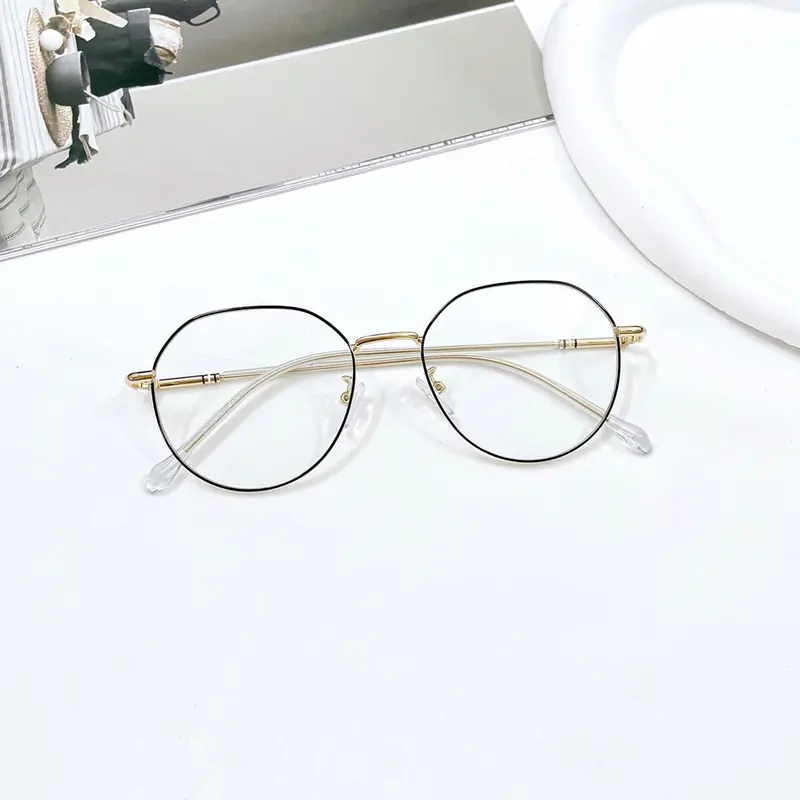 Gọng kính kim loại đa giác form mắt to 5280 kèm tròng cận viễn 6
