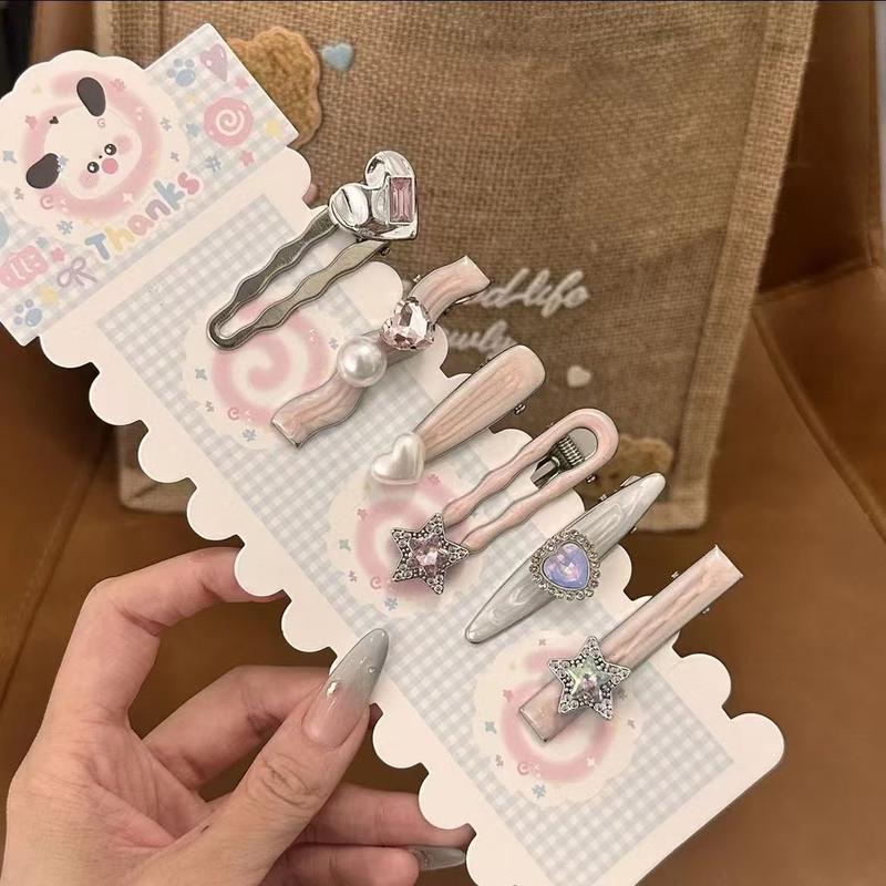 Kẹp Tóc Màu Hồng, Phong Cách Hàn Quốc, Dành Cho Bé Gái, Thiết Kế Tình Yêu Dễ Thương, Kẹp Bên, Thích Hợp Cho Mùa Hè, cài tóc, Mới Cho Năm 2025