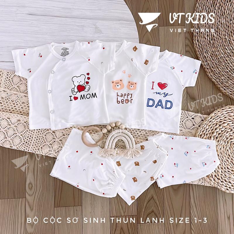 [ Sơ sinh ]Bộ quần áo cài chéo THUN LẠNH  i love mom mềm mịn, co giãn cho bé sơ sinh mặc hè thoáng mát (0-9m)