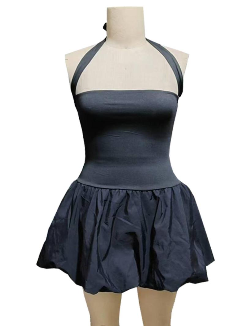 Product Introduction of Women's Solid Color Tie Back Backless Dress, Elegant Fashion Short Dress for Party Club Dating Wear, Ladies Dress for All Seasons 9
