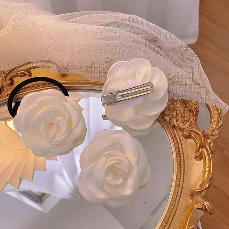 Product Introduction of White Flower Hair Clips Elegant Camellia Hair Pins Barrettes French Hair Accessories for Women 27