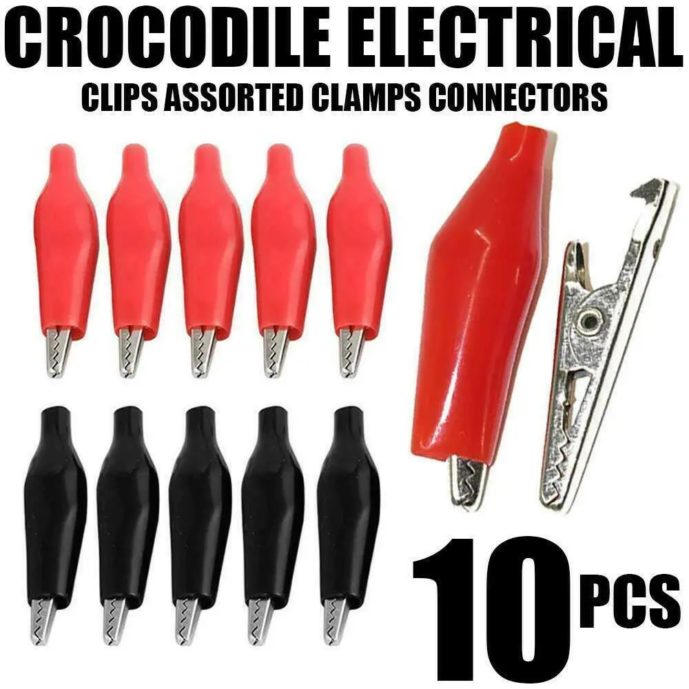 28 มม.คลิปจระเข้สีแดงสีดําคลิปจระเข้อิเล็กทรอนิกส์แบตเตอรี่ CLAMP สายจัมเปอร์แหนบสําหรับรถทดสอบ Multimeter Probe