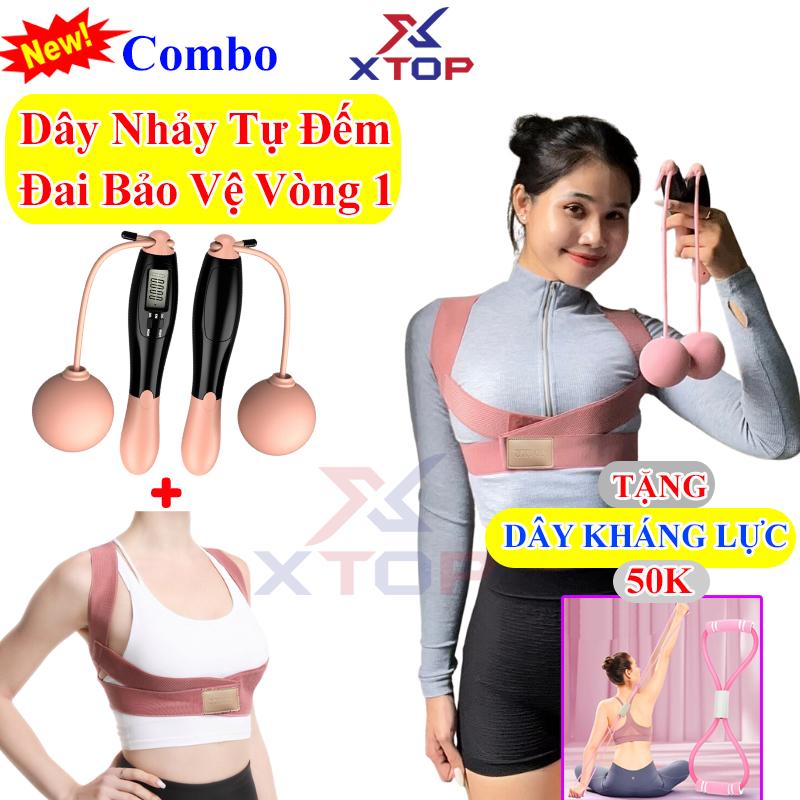 Tặng Dây Kháng Lực Combo Dây nhảy + Đai bảo vệ vòng 1 tập thể dục hiệu quả XTOP X21