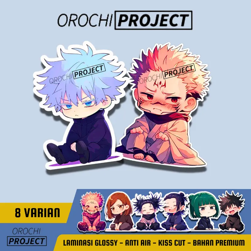 Sticker Stiker Anime JUJUTSU KAISEN Karakter Chibi Series Head Cute Kawai Vinyl Glossy Anti Air HP Laptop Tumbler Motor Helm 0