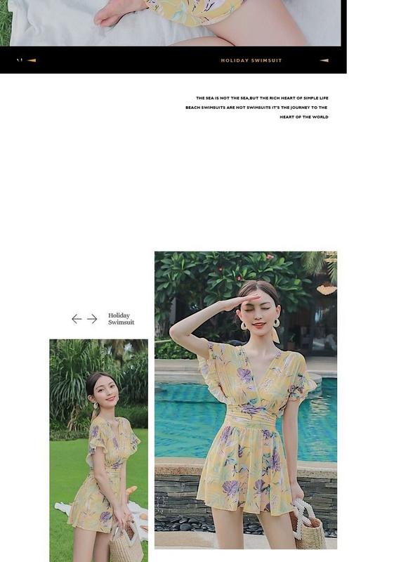 Product Introduction of 2024 New Swimsuit Women's Korean Ins Style Anti-Exposure Covering Belly Thin Dress Princess Style Vacation Swimsuit 9
