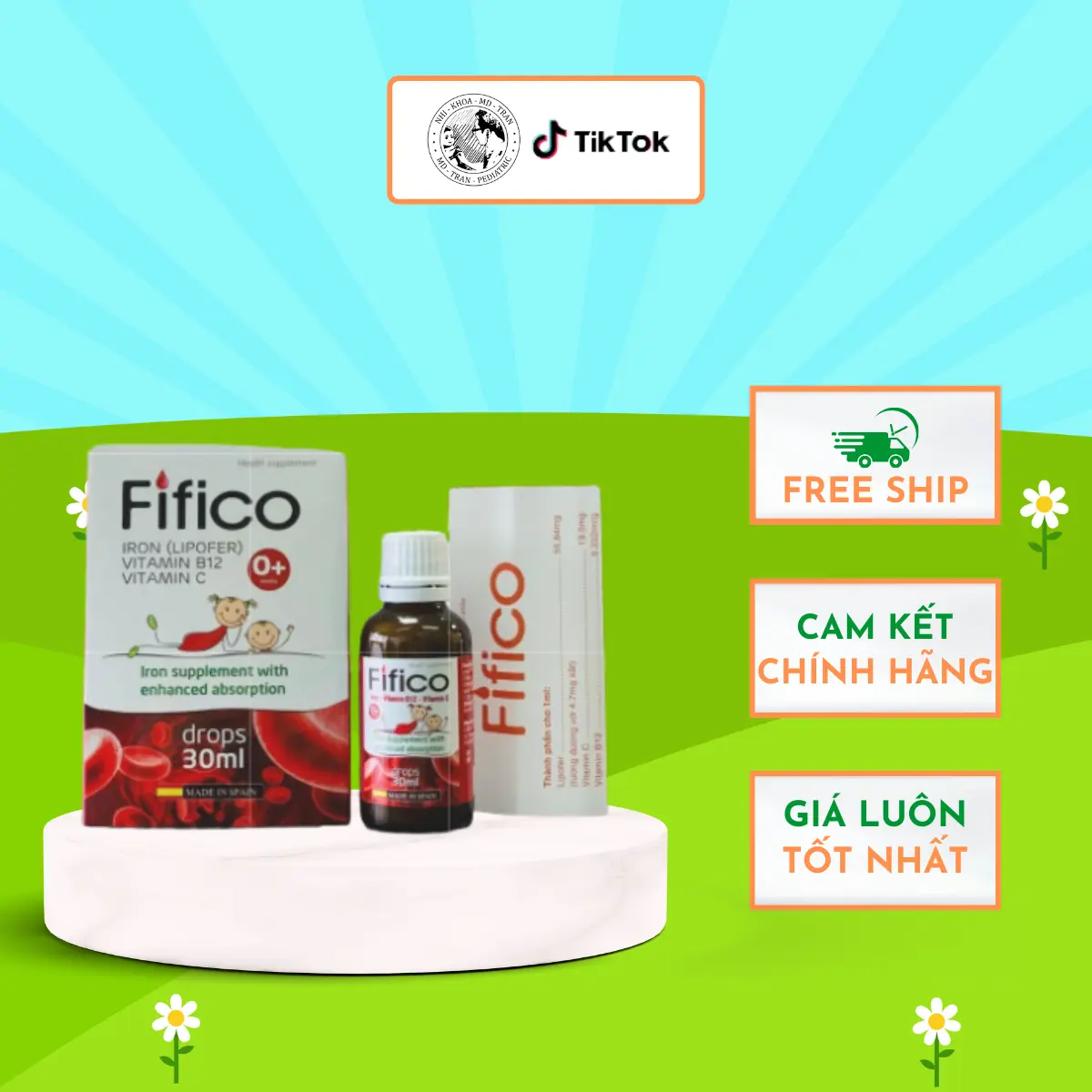 SIRÔ FIFICO BỔ SUNG SẮT LIPOFER VITAMIN B12 VÀ VITAMIN C DẠNG NHỎ GIỌT HỖ TRỢ GIẢM THIẾU MÁU GIÚP BÉ HẤP THU SẮT 30ML CỦA T Y BAN NHA CHO TR.Ẻ TỪ 0 THÁNG TUỔI