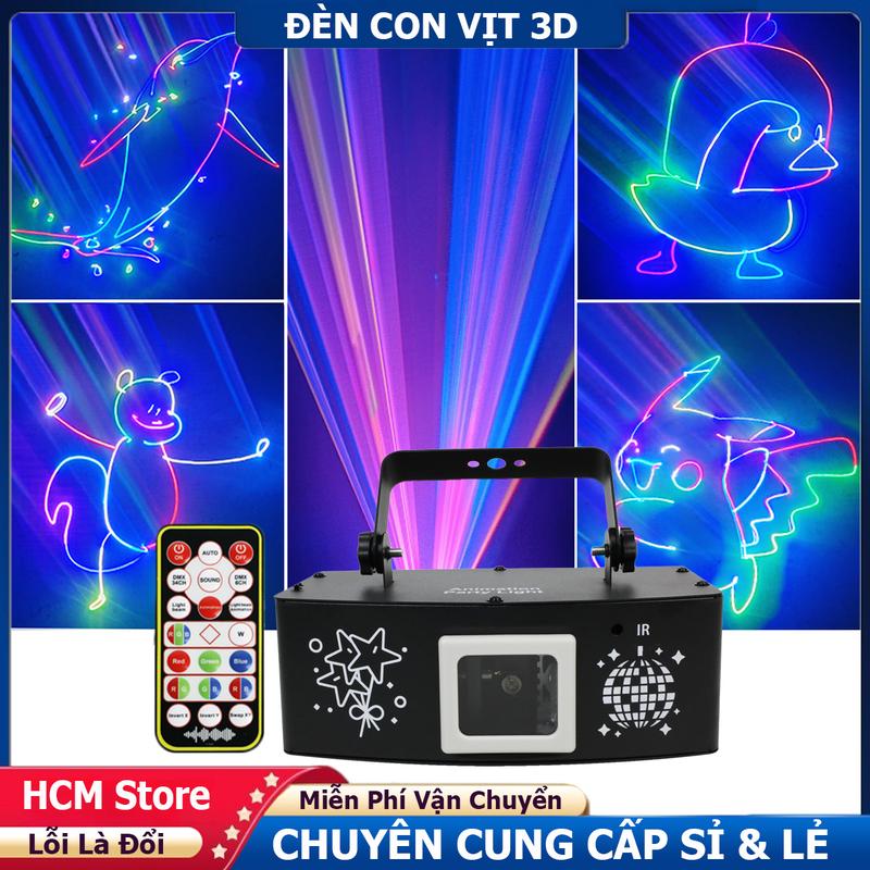 Đèn Laser Con Vịt Cảm Biến Nhạc Với 500 Hiệu ứng Hình Vịt, Thú, 3D, Phi Hành Gia - Đèn Quét Tia 3D Bay Phòng