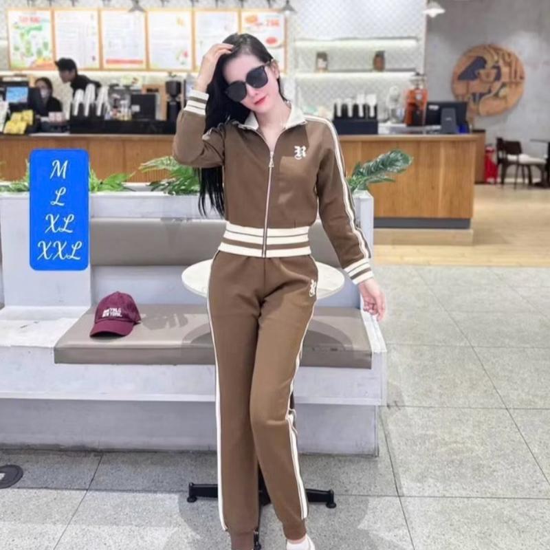 [hàng loại 1] Bộ Nỉ Tăm Hàn QCCC phong cách thể thao năng động cho phụ nữ phối viền sọc bo gấu mặc thu đông