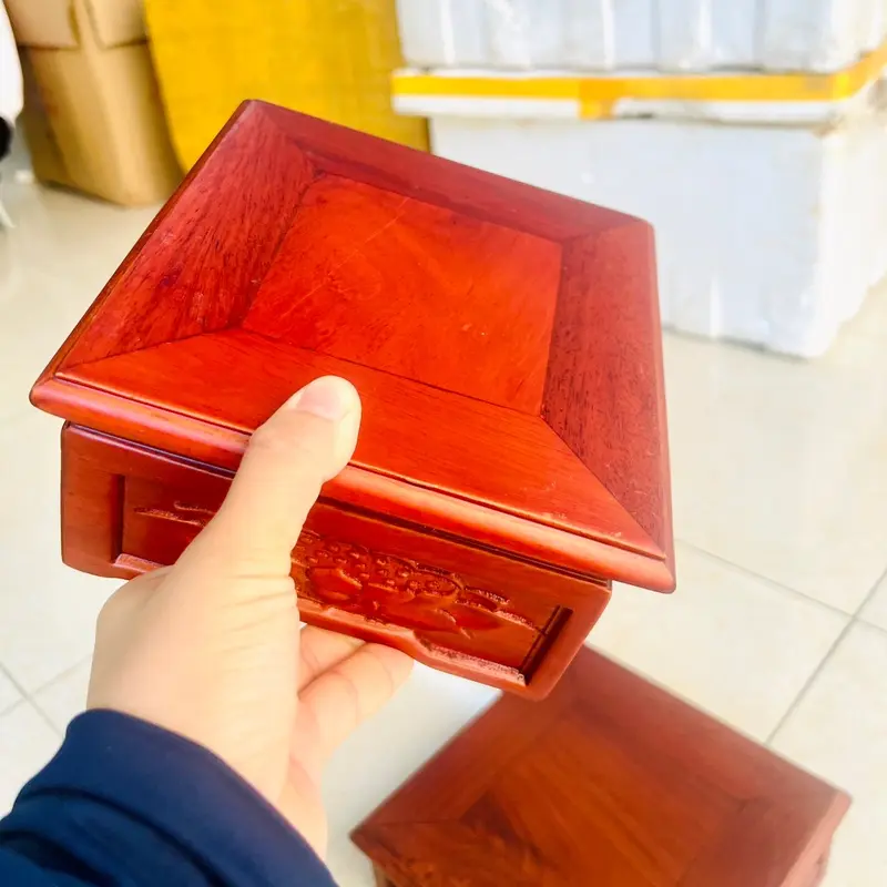 Chân đế gỗ hương kê tương, nhất sơn khắc sen gỗ hương cao cấp đủ kích thước 2