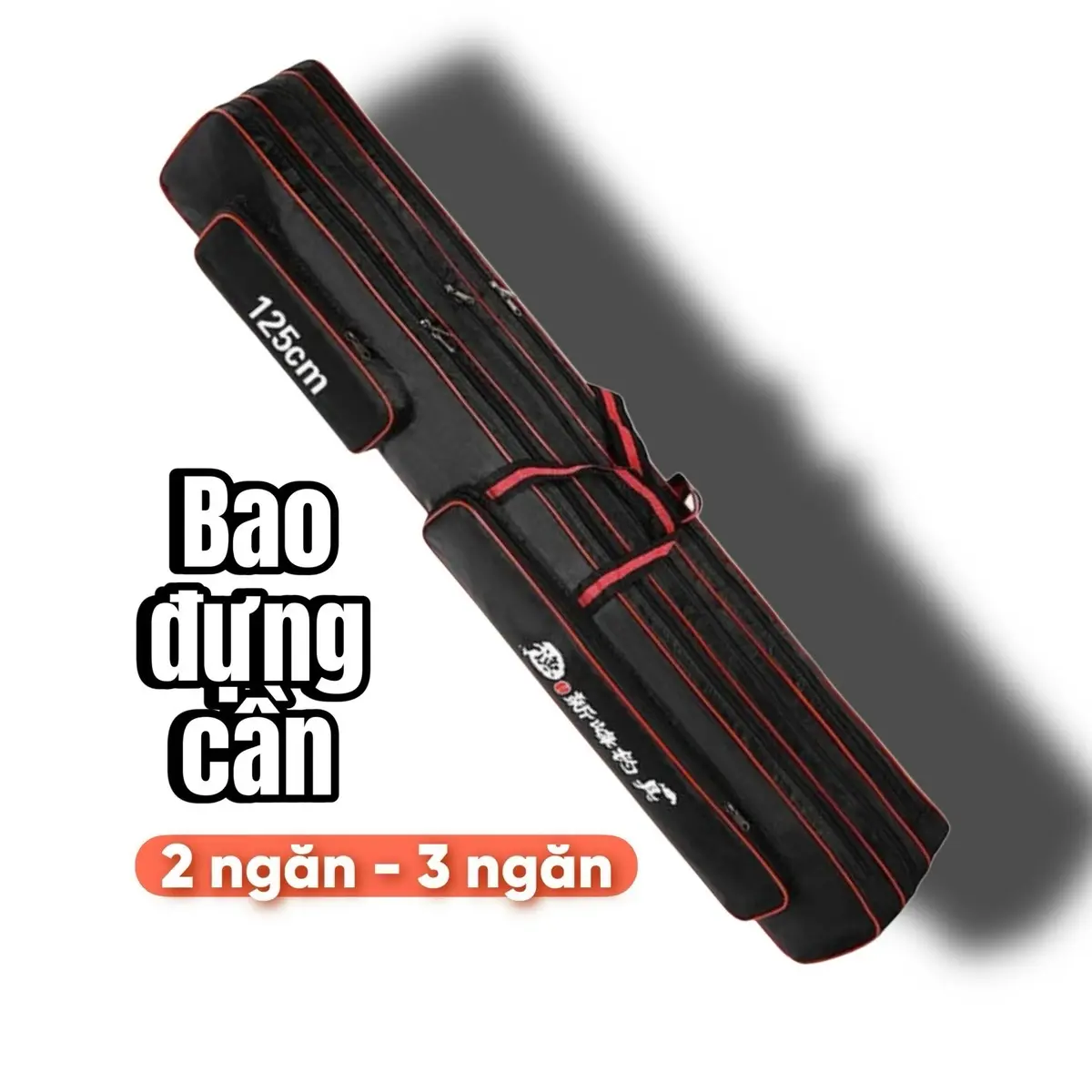 Túi đựng cần đơn, cần máy 2,3 ngăn chống thấm nước đen đỏ giá rẻ câu cá