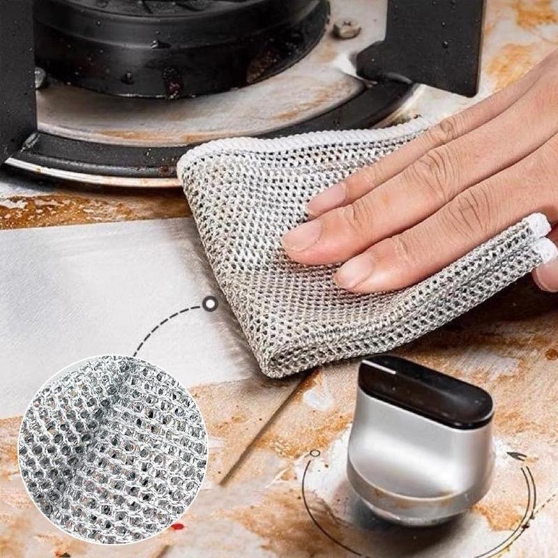 [Spring] Double-layer Non-Scratch Multipurpose Wire Dish Cloths Steel Wire Dishcloth Reusable Magic Oil Dish Towel Rust 6