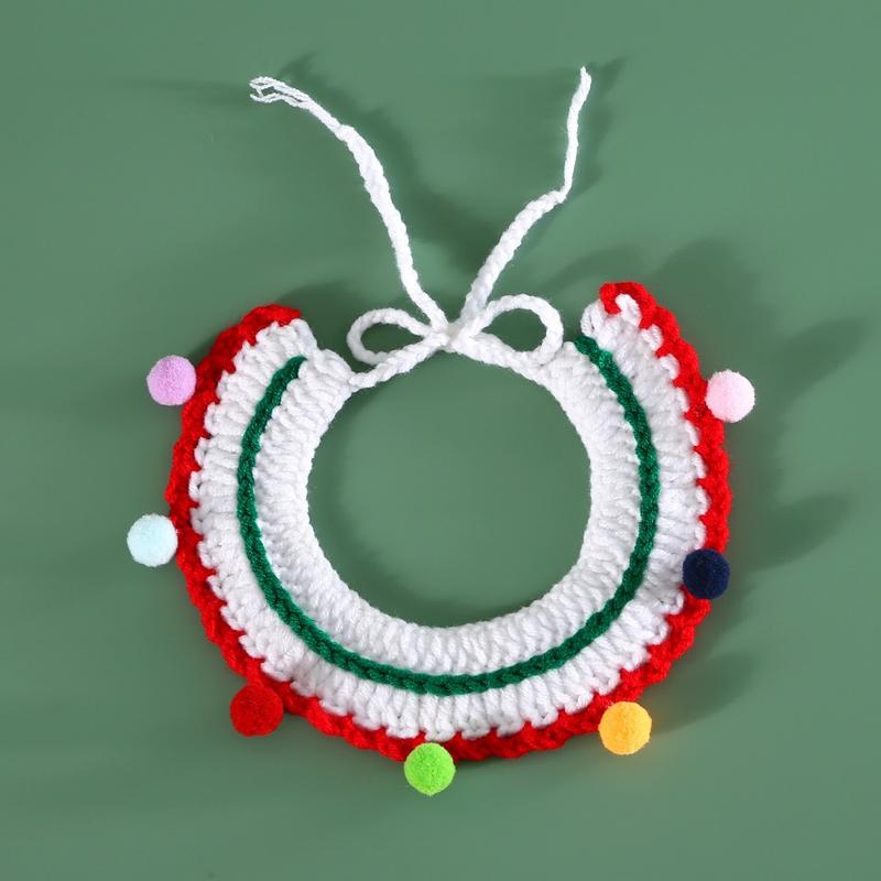 Cat and Dog Christmas Dress Up Set, Knitted Yarn, Hand Hook, Five Corners, Planet Scarf, Hat, Headwear Accessories 7