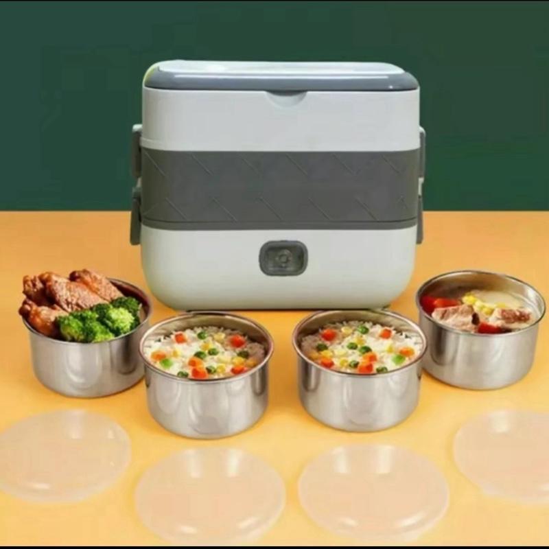 ( Tặng kèm đũa thìa inox ) Hộp cơm cắm điện 2 tầng 4 ngăn , khay giữ nhiệt hâm nóng đồ ăn , cặp lồng điện