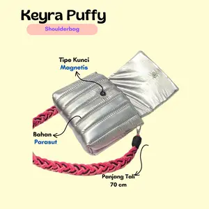 KEYRA || Asfour- Keyra Shoulder Hand Bag Tas Wanita Parasut Gratis Tali Kepang Hologram Konser Hitam Pink Selempang