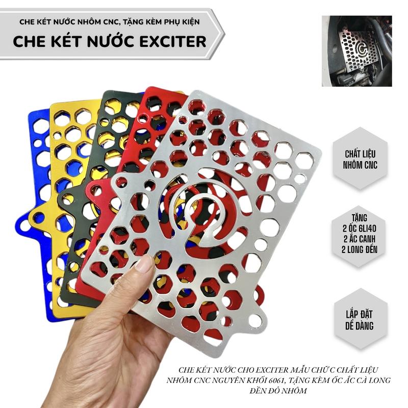 Che két nước Exciter 150 bằng nhôm CNC, tăng kèm 2 ốc, 2 ắc, 2 lông đền đỏ