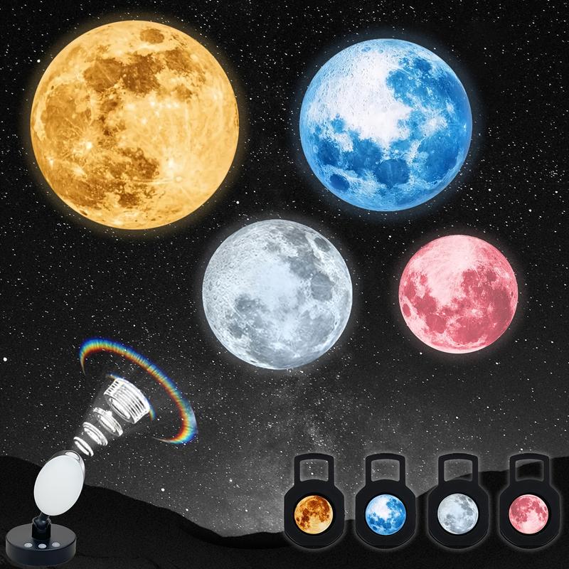 4pcs Moon Phase LED Projector Night Light - 360 ° Rotatable USB ...