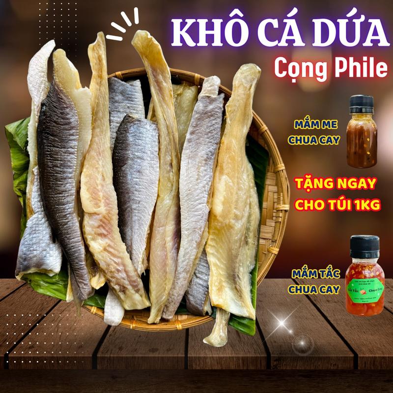 Khô Cá Dứa [ Túi 1 KG Tặng Kèm Mắm Me hoặc Mắm Tắc ] - Khô Dứa Xẻ Cọng Phile 3 Nắng Vị Mặn Vừa Ăn Rất Ngon - Khô Nhà Gà Food