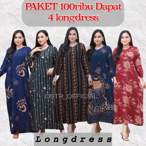 Paket Murah 100Ribu Dapat 4 Pcs Longdress daster kekinian rayon lengan panjang  busui kancing depan