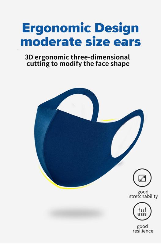Product Introduction of 1Pcs 3D Cloth Face Mask Dustproof Breathable Adult Mask Knitted Cotton Washable Reusable Mask Wide Earloop Mask Unisex 10