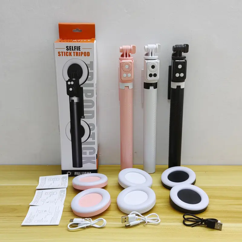 67 Inch Multifunctional Selfie Stick, Battery Powered Retractable Smartphone Tripod with Dual Beauty Fill Lights, Selfie Stick with Remote Control for Live Streaming 4