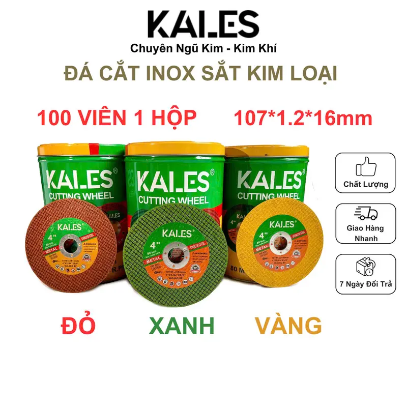 Combo 100 Đá Cắt 1 Tấc Xanh Đỏ Vàng Cắt Inox Sắt Kim Loại | KALES 0