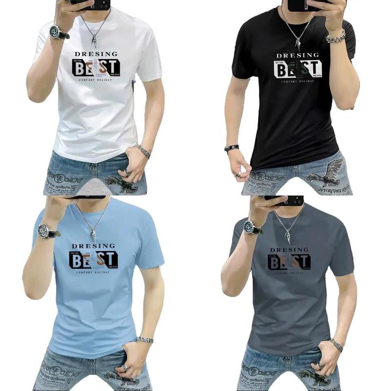   Best Combo 4 Áo Thun Nam In Chữ Best - Chất liệu cotton thoáng mát 