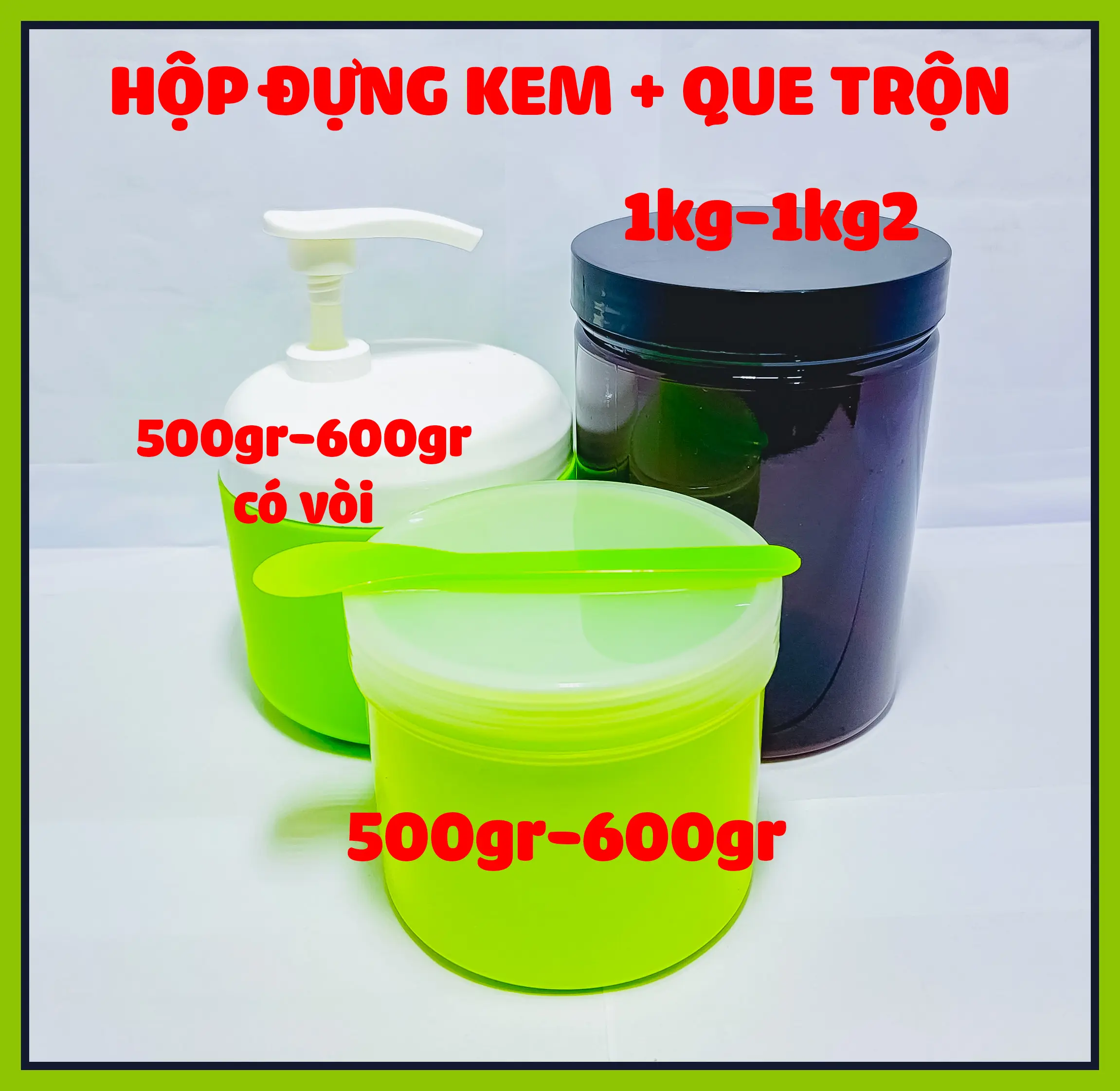 Hộp nhựa đựng kem mỹ phẩm dung tích 500gr-1kg loại bằng nhựa dẻo bền chắc hộp đựnġ tặng kèm que trộn