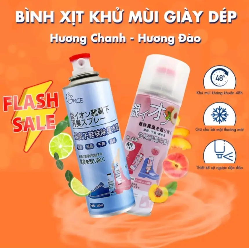 Combo 4 bình Xịt Khử Mùi Giày Dép Nano Bạc xitthom giay