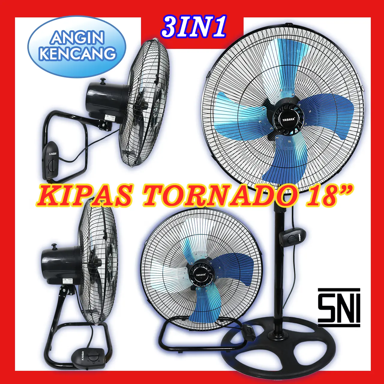 Kipas angin besi JUMBO 18”  YASAKA 3in1 / TORNADO Fan/ stand Fan/kipas angin/kipas angin dinding/kipas/kipas angin berdiri/kipas angin ac Fan
