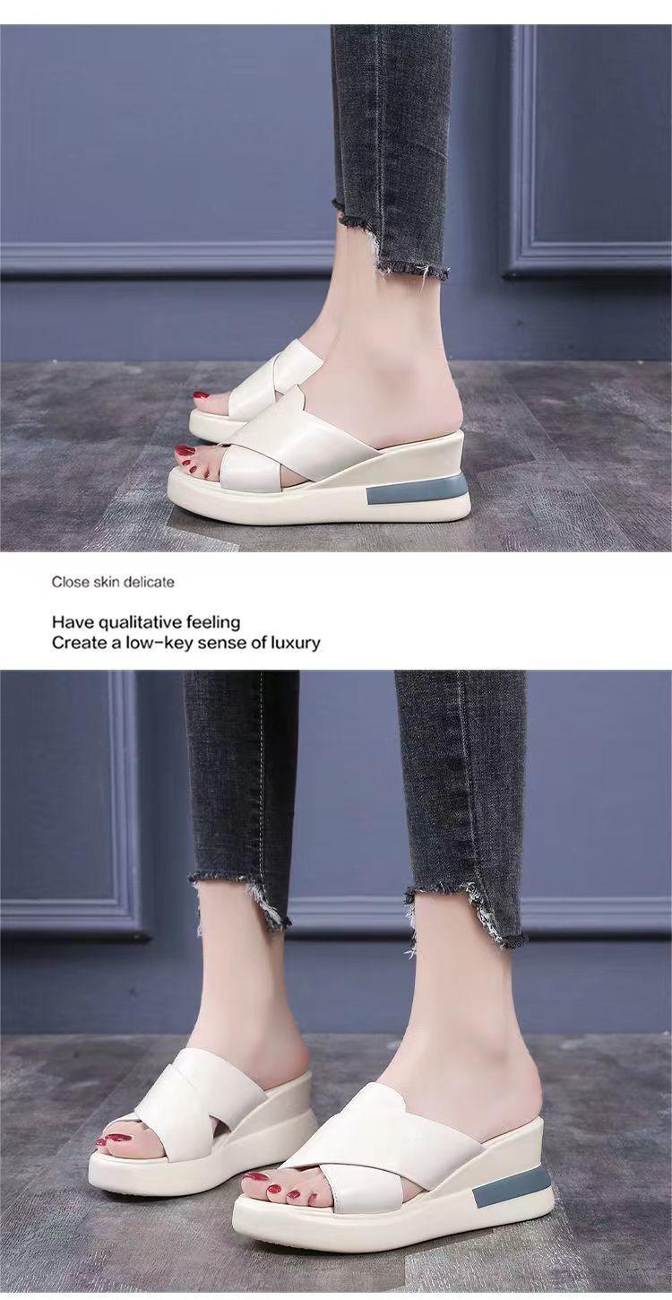Product Introduction of Dép Đế Xuồng, Da Thật Mềm, Dành Cho Nữ, Thích Hợp Cho Mùa Hè, Có Thể Mặc Ngoài Trời, Hàng Mới Về 2024, Dép Dễ Phối Đồ Giày Đế Xuồng Cao Gót, Giày Đế Xuồng 5