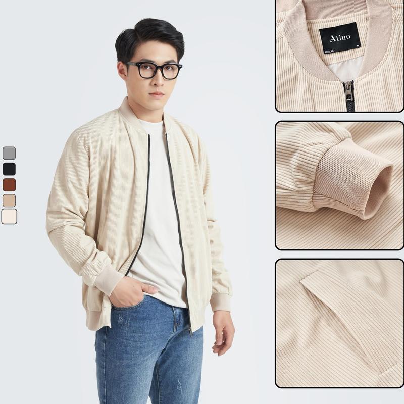 Áo Khoác Bomber Nhung Tăm Nam BUTA ATINO L.6.8009 Jacket Menswear Bi Đen Navy Blazer Navy Blazer Dài Tay aokhoac nam áo bomber áo  khoác