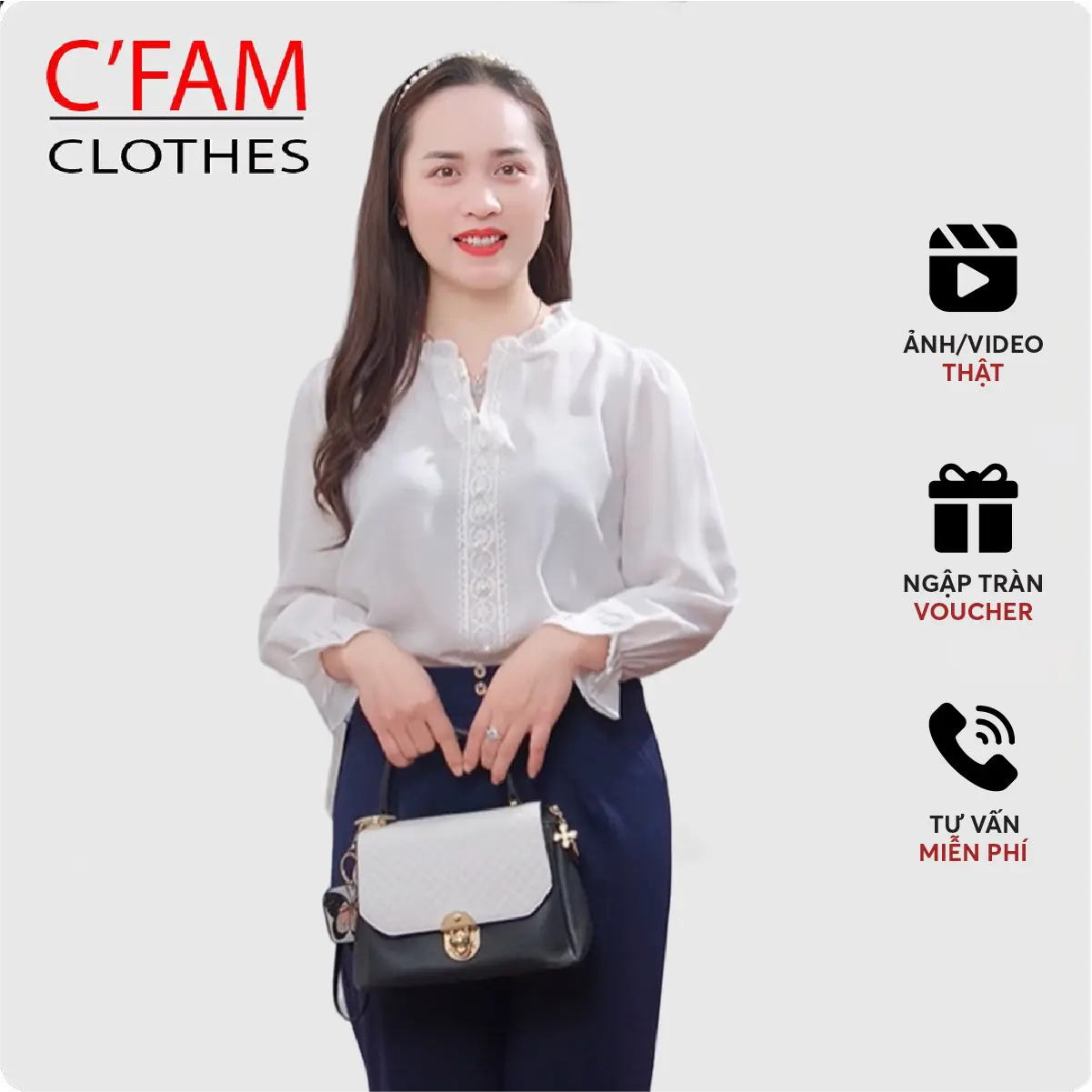 Áo nữ trung niên C'FAM áo Nữ Kiểu, đủ màu đủ size, thiết kế thanh lịch  CA03