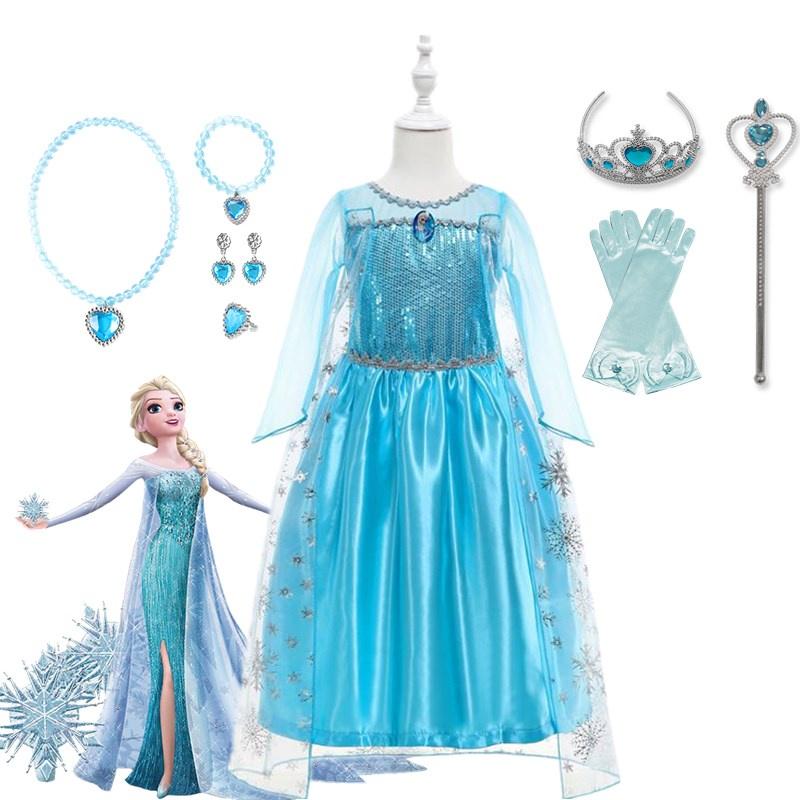 Trang Phục Elsa, Váy Cho Bé Gái, Cosplay Đông Lạnh, Váy Cosplay Công Chúa Và Halloween, Quần Áo Hóa Trang, Thích Hợp Cho Bé Gái, Váy Dự Tiệc Sinh Nhật with Accessories