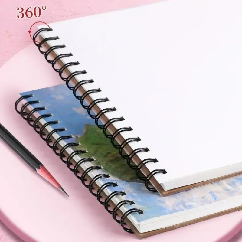 FIVEVOO Buku gambar/ Buku Melukis/ Sketchbook A4 / Buku Gambar Aesthetic/ Buku Gambar Vertikal Jilid Spiral 45 Halaman/ Buku Melukis 4