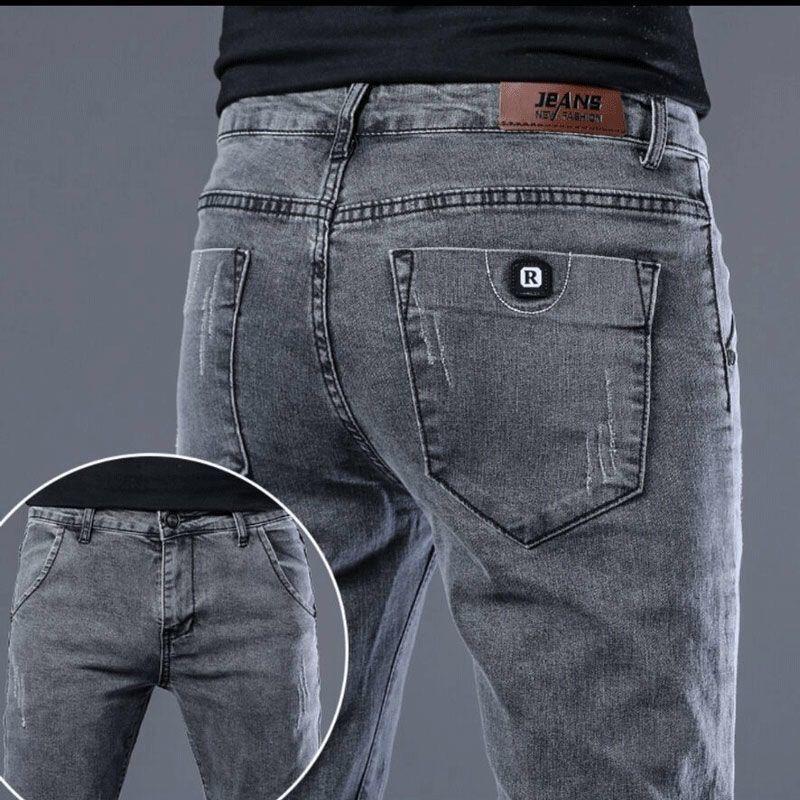 Quần Dài Jean Co Giãn, Dành Cho Nam Giới, Mỏng Vừa Vặn, Quần Mỏng, Phong Cách Hàn Quốc, Hợp Xu hướng Và Dễ Phối Đồ, Thích Hợp Cho Mùa Xuân Và Mùa Thu, Thanh Niên Và Thường Ngày, Quần Cổ Điển Hàng Mới Về Pants Có Túi 0