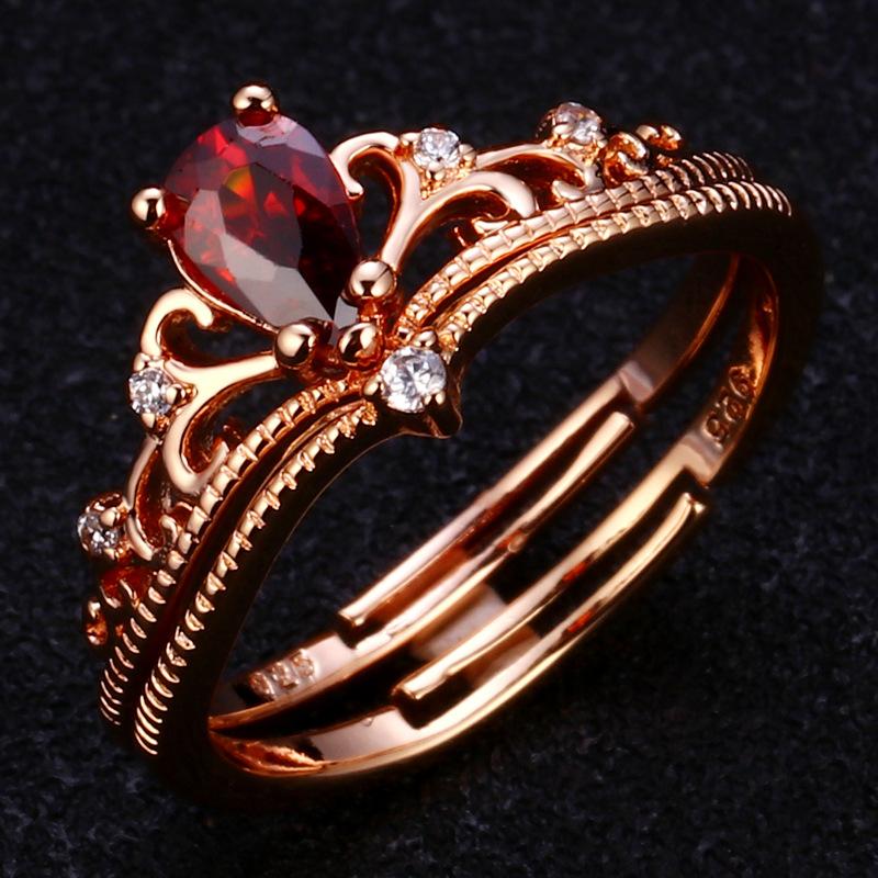[Wine Party] Japanese Garnet Crown Ring For Women, Niche, High-End ...