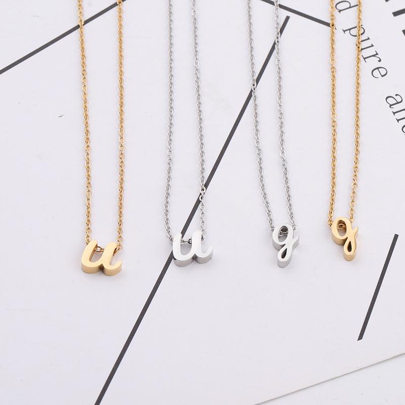 Product Introduction of Trendy New Fashion Hot Selling Lowercase English Letter Necklace Stainless Steel English Letter Beaded Necklace Necklace 19