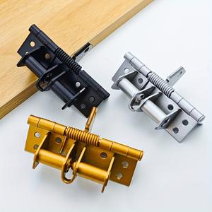 1 pieza Hoja de resorte de cierre automático de acero, construcción duradera, montaje invisible con localizador de ángulo de 90 grados,  montaje invisible de puerta con rebote para cierre suave y operación segura de puertas, incluye 8 tornillos