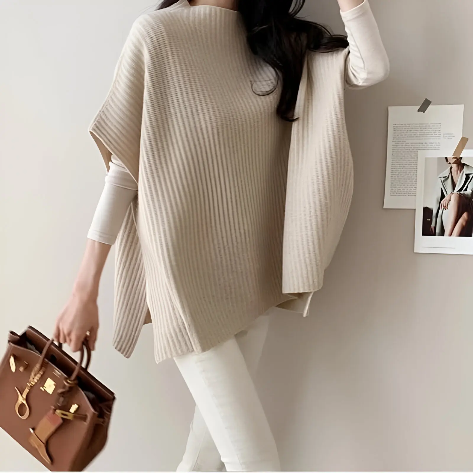 VEST KALONG RAJUT MOTIF KANCING SAMPING WANITA OVERSIZE Atasan Outer