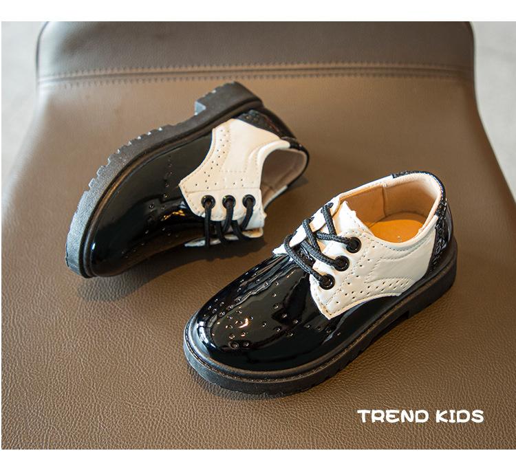 Product Introduction of Spring and Autumn New Children's Black Leather Shoes Lace-up Fashion British Style Boys Performance Shoes Girls Performance Shoes Soft Bottom 15