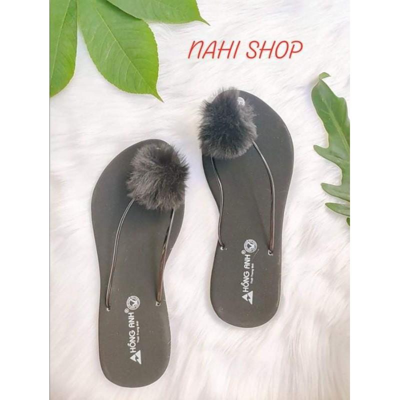 Dép nữ xỏ ngón lông đế da lộn NAHI d08