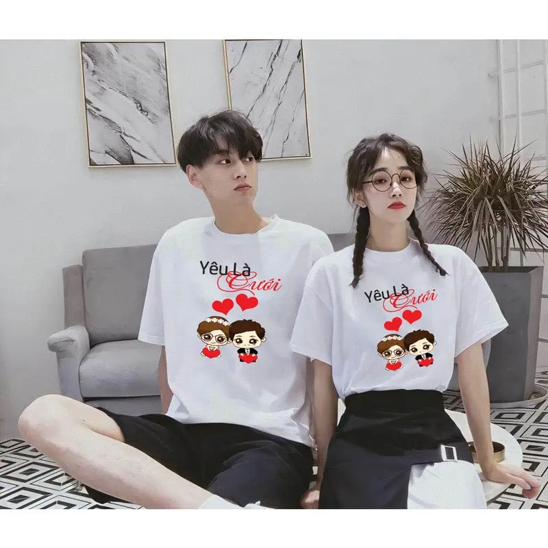 Áo thun, áo phông cặp nam nữ, áo đôi mặc với người yêu in hình CK-VK dễ thương (GIÁ 1 ÁO) chất cotton mềm mịn thoáng mát, phong cách năng động shatou  đồ Women  - Men Voi Top 5