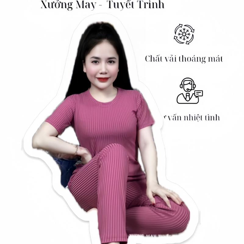  Set Bộ CỔ TRÒN TAY NGẮN - Quần baggy Chất liệu gân đũa lạnh Đồ Bộ Nữ Top Women Size từ 37- 90kg 