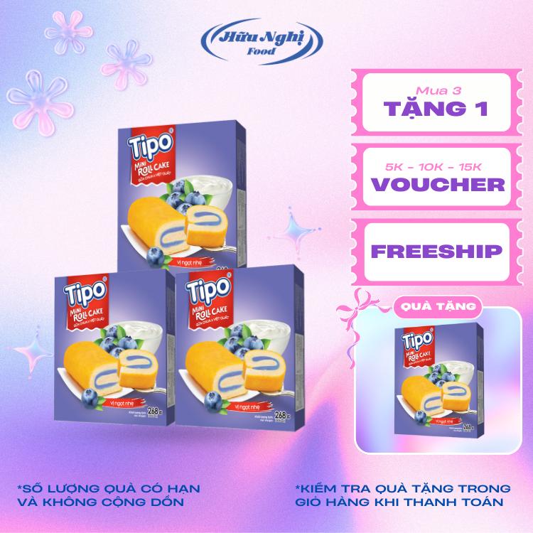 COMBO 3 hộp Bánh Tipo Bông Lan Sữa Chua Việt Quất 268g