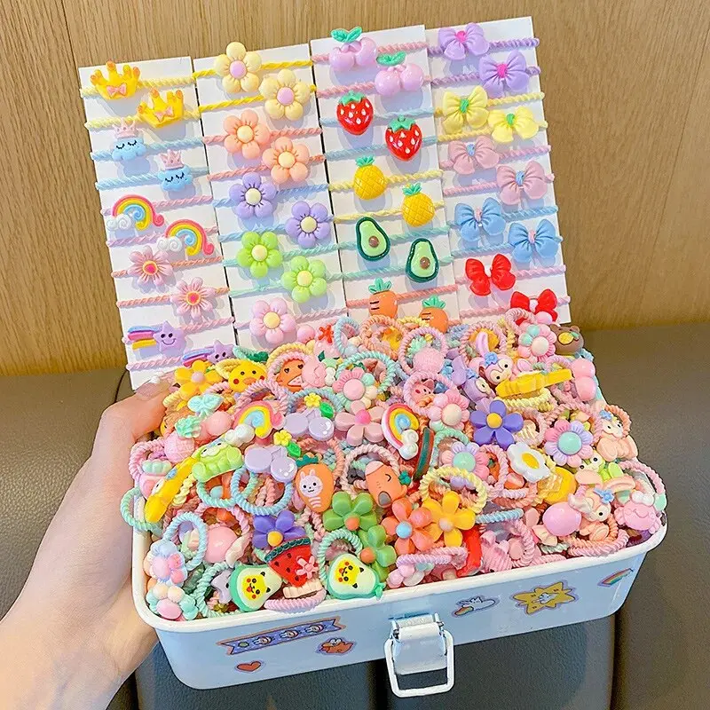 New Korean Fashion Cartoon Cute Multicolor Headdress Does Not Hurt The Elastic Girl's Hair Cord headdress headband girls hair rope accessories