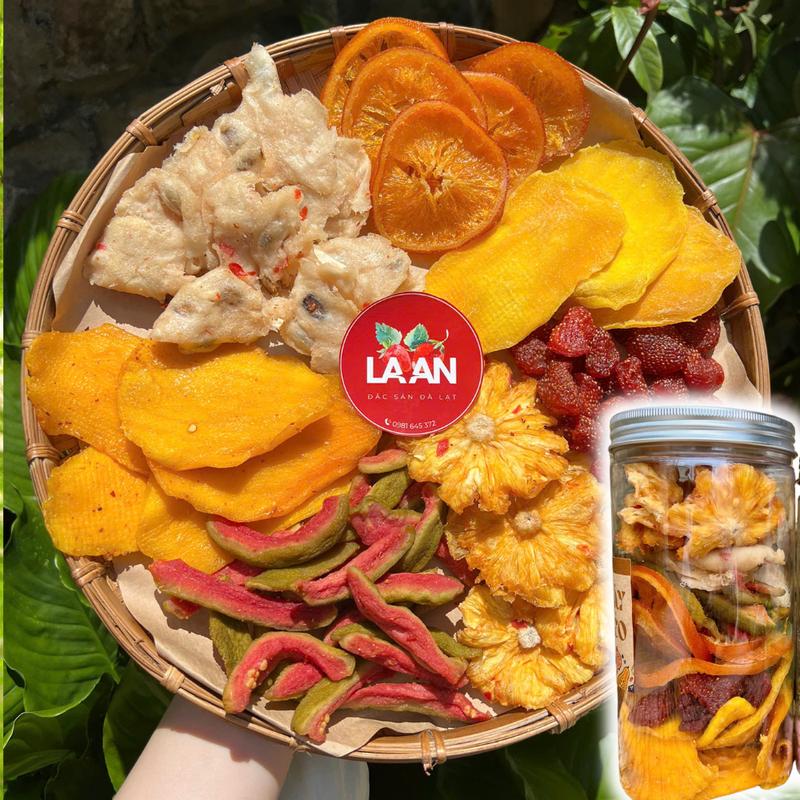 MIX 7 loại trái cây sấy dẻo 500g (thơm muối ớt, mãng cầu muối ớt, ổi muối ớt, xoài muối ớt, cam dẻo, dâu dẻo, xoài dẻo)