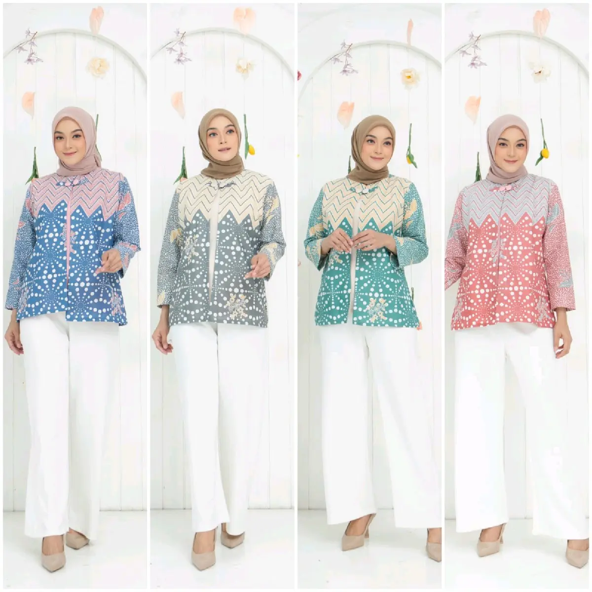 Maura Blouse - Baju Batik Wanita Kerja Super Jumbo Blouse Maura Motif Zig Zag Terbaru Katun