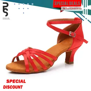 COD - SHAKIRA HAK 5CM (1) - Sepatu Dansa Latin/ Line Dance Empuk Nyaman - Merah, 41